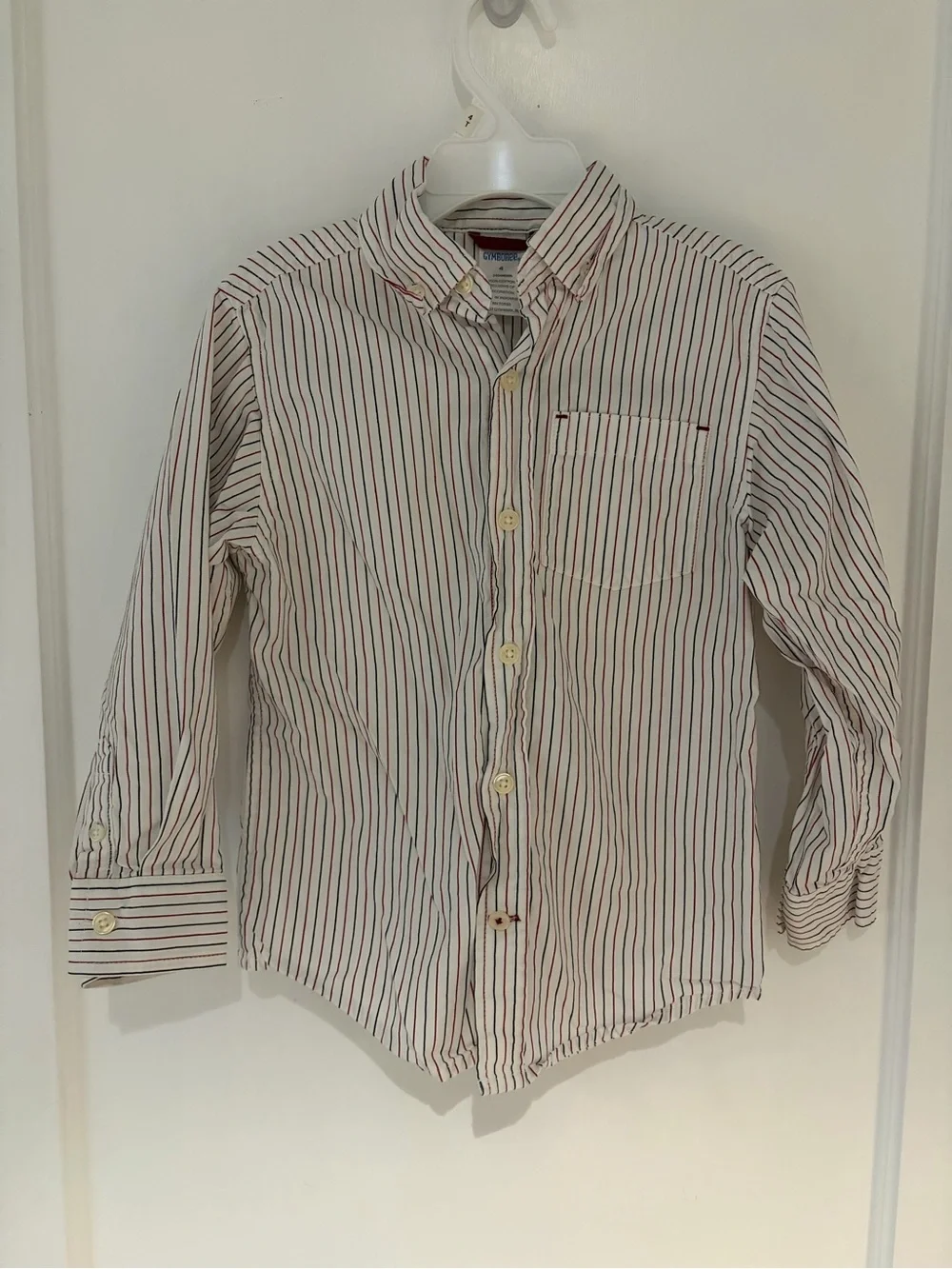 Boys Size 4 Red, White, and Blue Gymboree Long Sleeve Dress Shirt